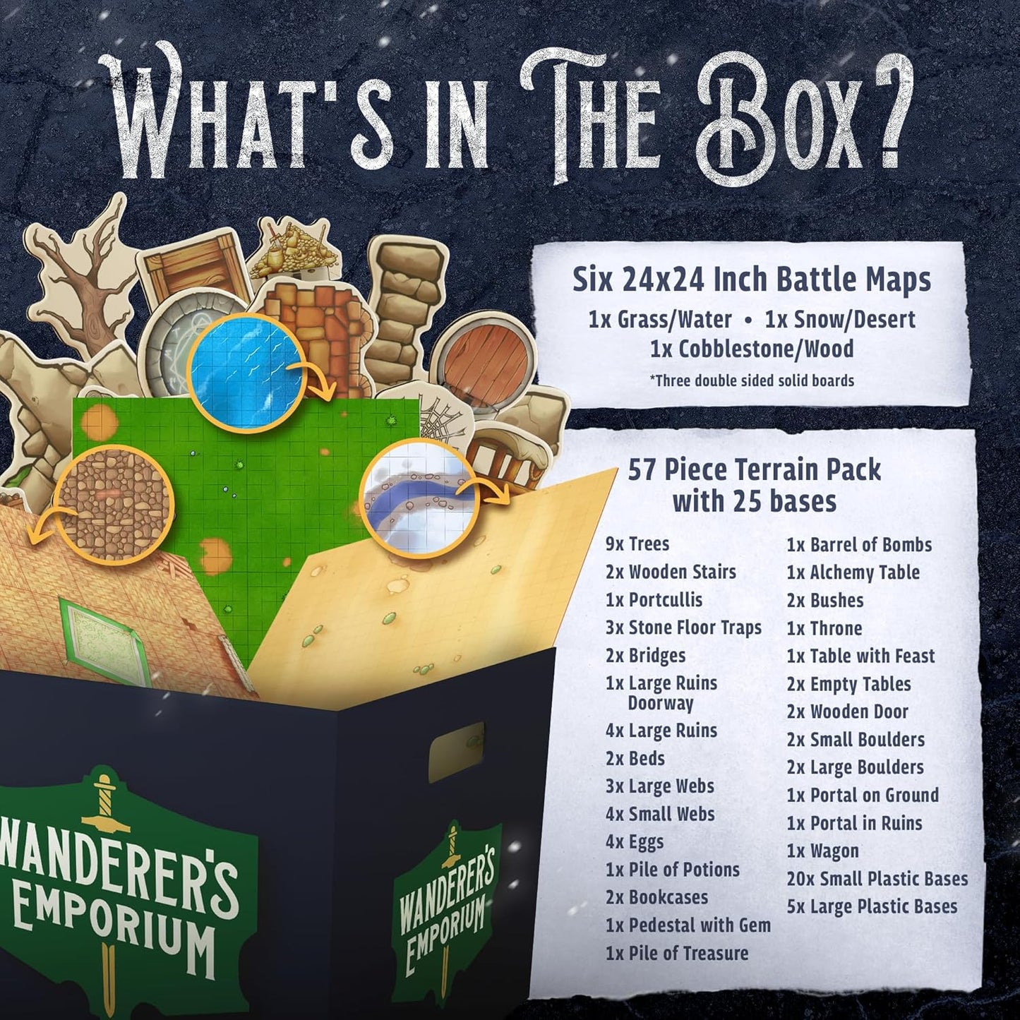 (ADD-ON to Kickstarter order ONLY) - Solid Battle Mat + Bonus 57x Hard Flat Terrain Minis w/ Bases