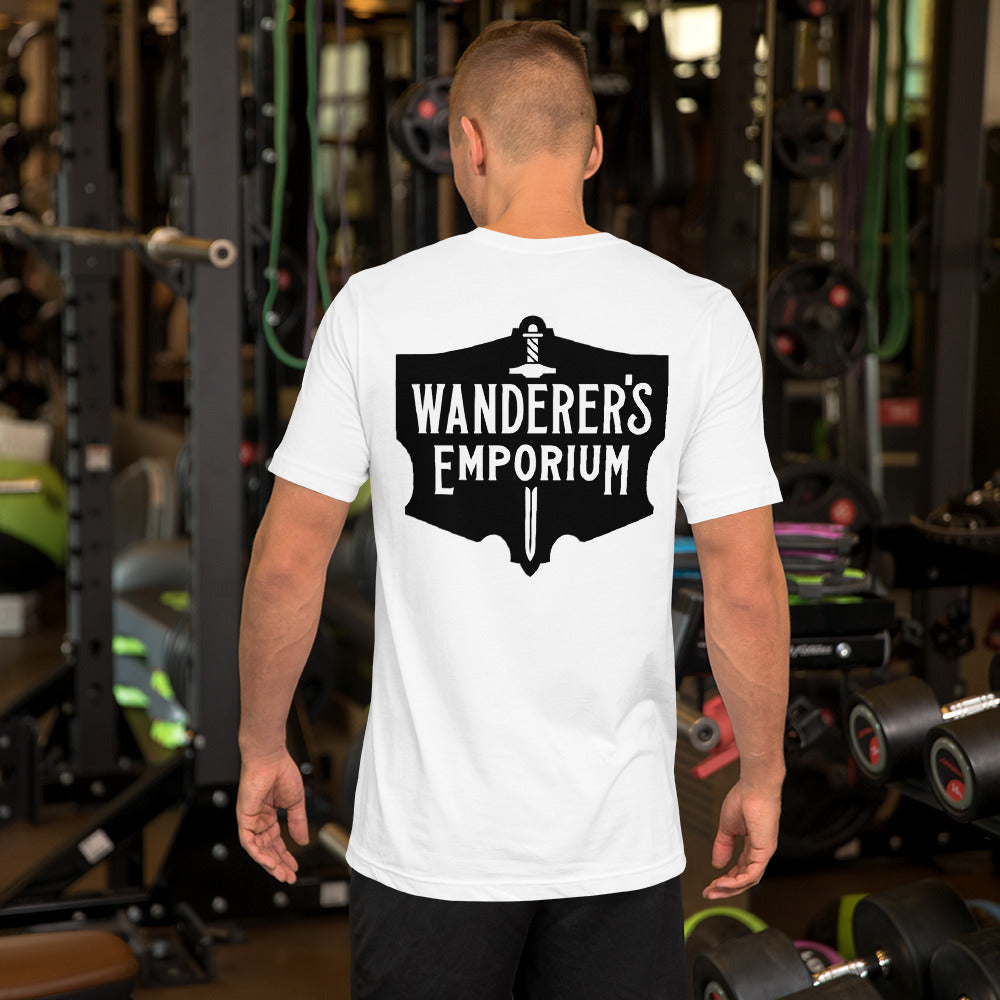 Unisex t-shirt Wanderer's Emporium Logo in Black and White