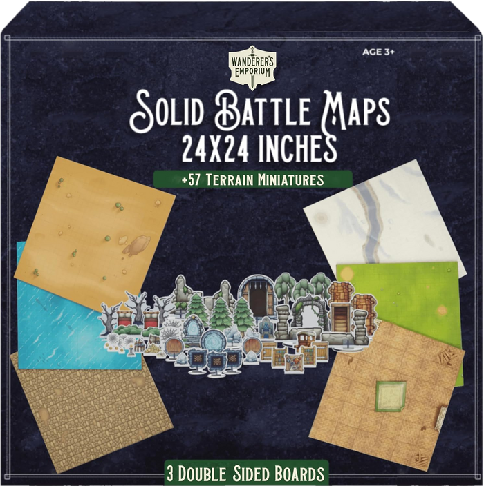 Battle Map Pack - 3 double-sided dry erase maps plus 57 terrain minis